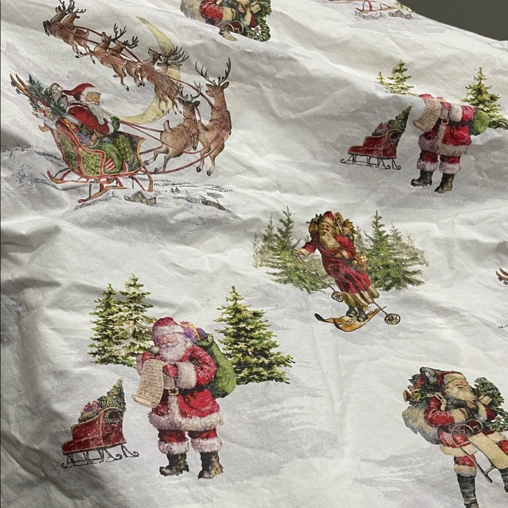 Pottery Barn Santa and Sleigh Holiday Full Sheet Set